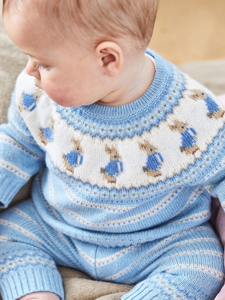 Buy JoJo Maman Bébé Blue Baby Peter Rabbit Fair Isle Pattern Knit