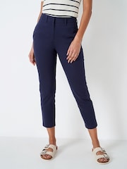 Crew Clothing Company Blue Cotton Fitted Casual Trousers - Image 1 of 3