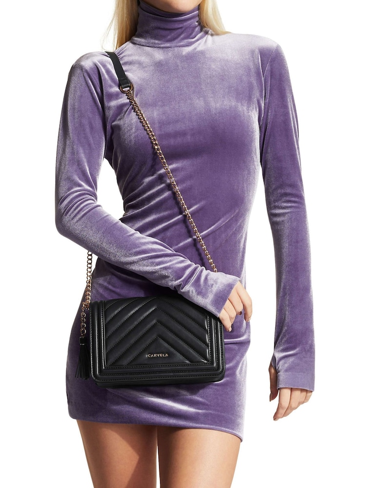 Carvela Black Lara Tassel Flapover Bag - Image 1 of 5
