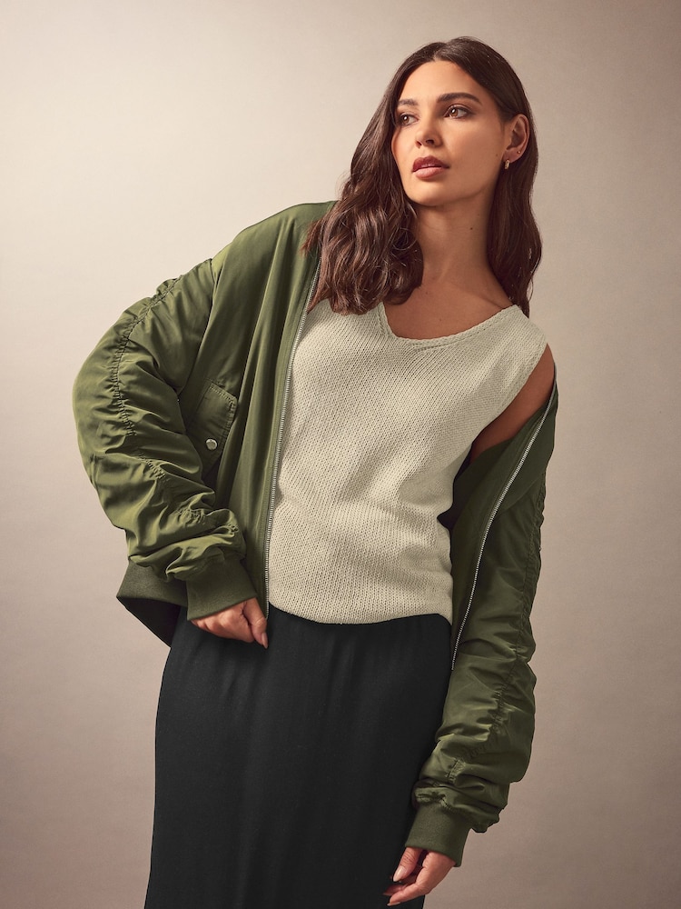 Long Tall Sally Natural V-Neck Knitted Vest - Image 1 of 3
