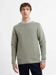 French Connection Green Shadow Ottoman 100% Cotton Crew Neck Jumper - Image 1 of 4