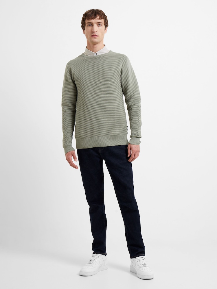 French Connection Green Shadow Ottoman 100% Cotton Crew Neck Jumper - Image 2 of 4