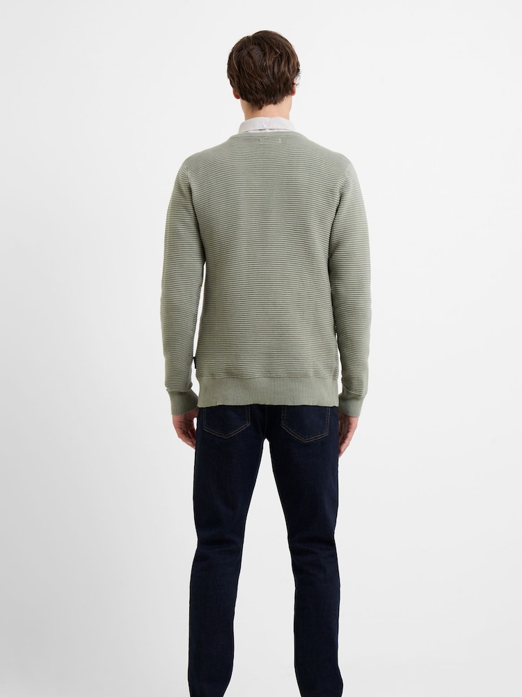 French Connection Green Shadow Ottoman 100% Cotton Crew Neck Jumper - Image 2 of 4 French Connection Green Shadow Ottoman 100% Cotton Crew Neck Jumper - Image 2 of 4
