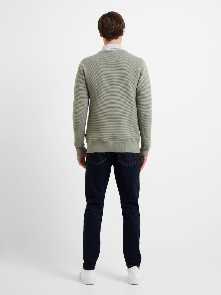 French Connection Green Shadow Ottoman 100% Cotton Crew Neck Jumper - Image 3 of 4