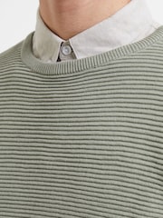 French Connection Green Shadow Ottoman 100% Cotton Crew Neck Jumper - Image 4 of 4