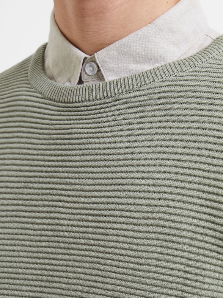 French Connection Green Shadow Ottoman 100% Cotton Crew Neck Jumper - Image 4 of 4