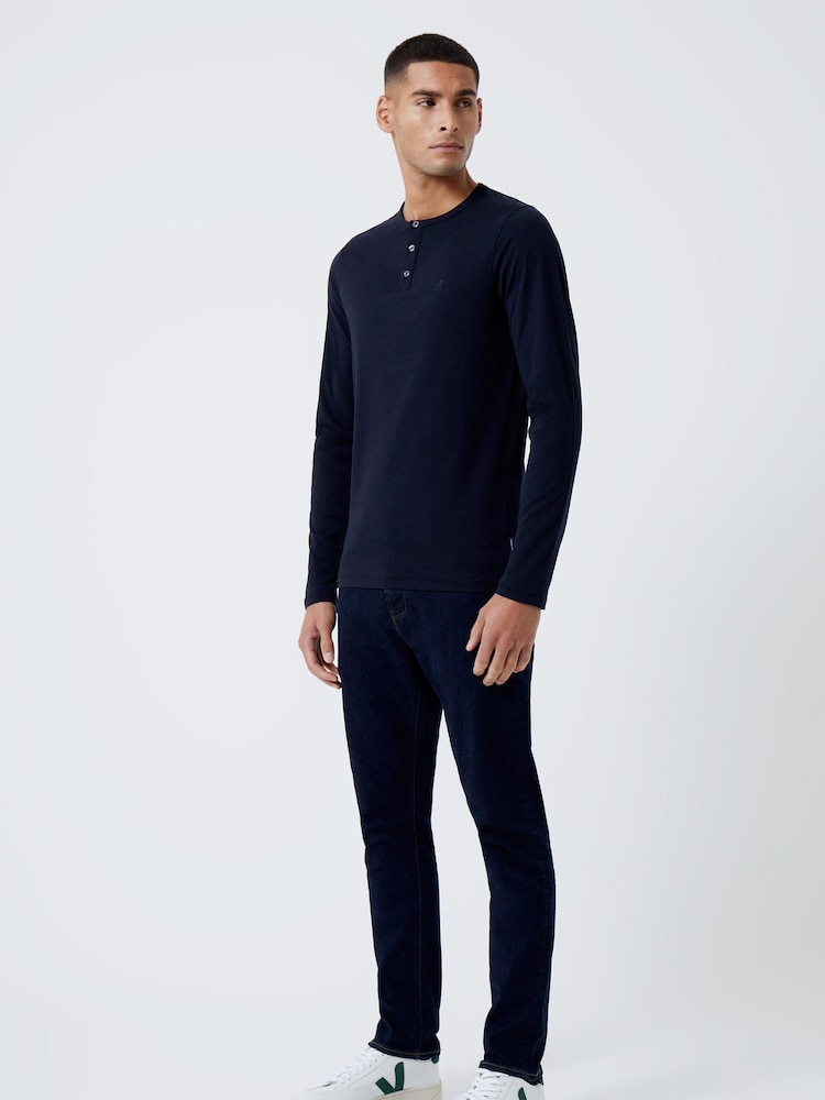 French Connection Blue Henley Long Sleeve T-Shirt - Image 1 of 3
