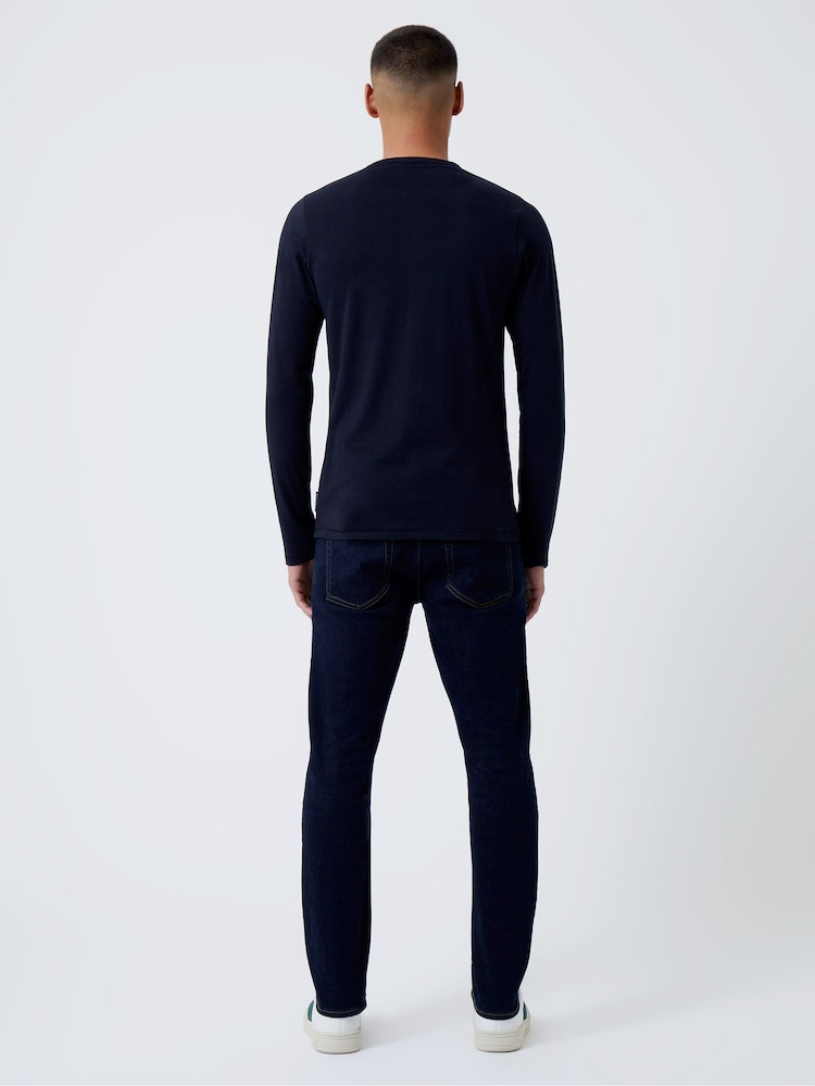 French Connection Blue Henley Long Sleeve T-Shirt - Image 2 of 3
