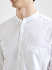 French Connection White Long Sleeve Grandad 100% Cotton Collar Shirt - Image 3 of 3