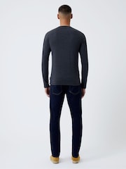 French Connection Charcoal Grey Henley Long Sleeve T-Shirt - Image 2 of 3