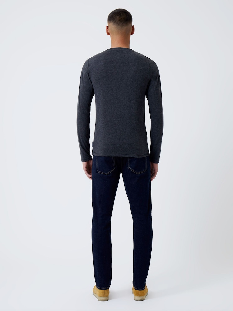 French Connection Charcoal Grey Henley Long Sleeve T-Shirt - Image 2 of 3