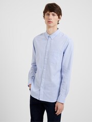 French Connection Sky Blue Stripe 100% Cotton Long Sleeve Shirt - Image 1 of 3
