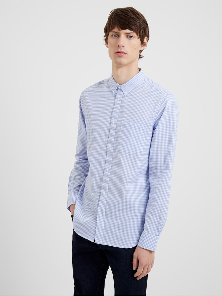 French Connection Sky Blue Stripe 100% Cotton Long Sleeve Shirt - Image 1 of 3