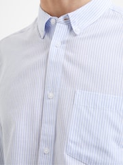 French Connection Sky Blue Stripe 100% Cotton Long Sleeve Shirt - Image 3 of 3