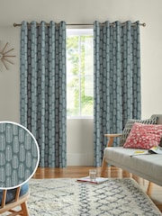 MissPrint Steel 100% Cotton Bloom Made to Measure Curtains - Image 1 of 9