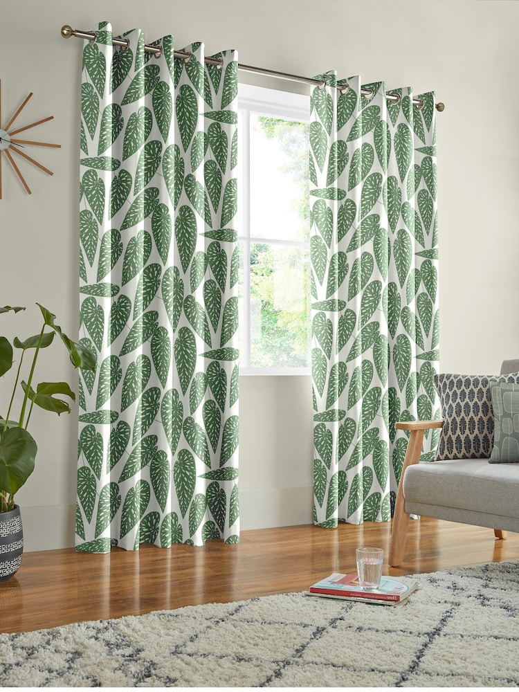 MissPrint Foliage 100% Cotton Tropics Made to Measure Curtains - Image 2 of 9