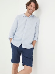 FatFace Blue Linen Flat Front Shorts - Image 1 of 4