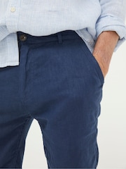 FatFace Blue Linen Flat Front Shorts - Image 3 of 4