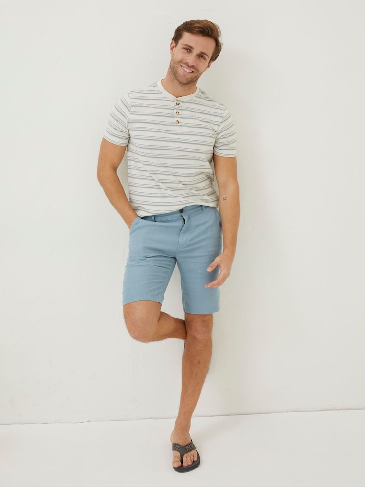 FatFace Blue Linen Flat Front Shorts - Image 1 of 5
