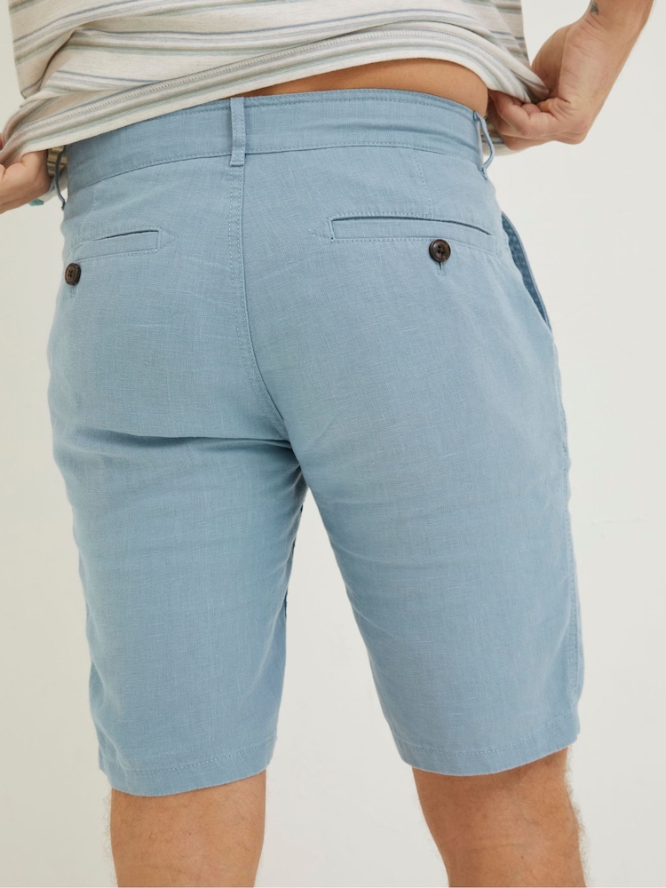 FatFace Blue Linen Flat Front Shorts - Image 2 of 5