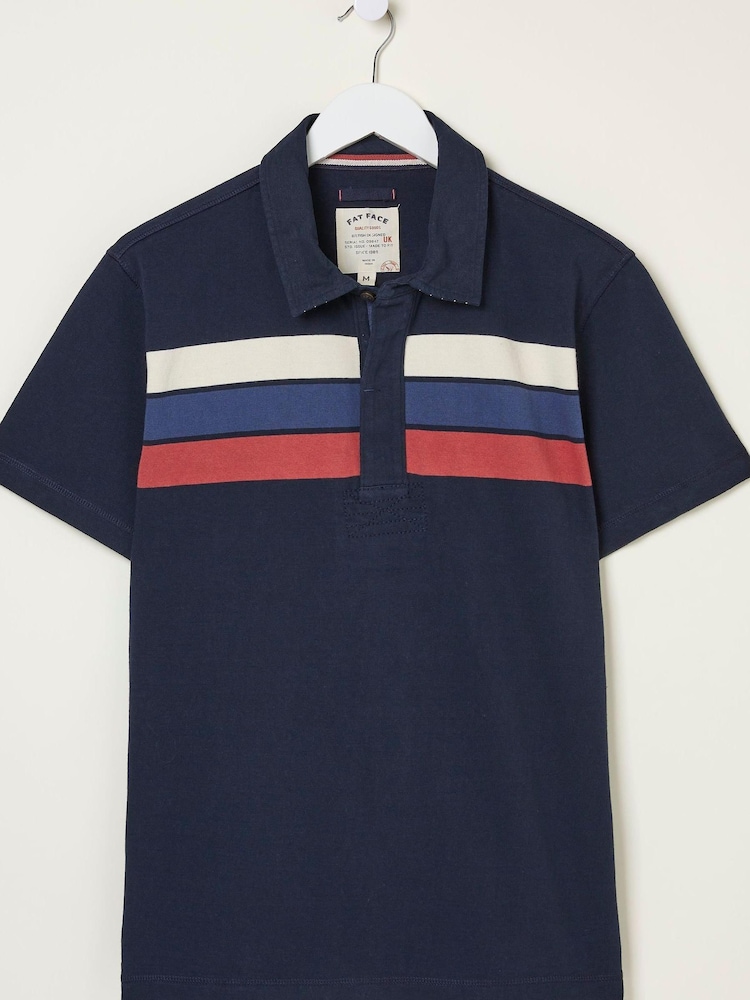 FatFace Blue Chest Stripe Rugby Shirt - Image 5 of 5