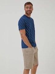 FatFace Indigo Blue Geo Print T-Shirt - Image 1 of 6