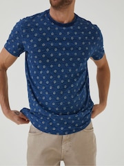 FatFace Indigo Blue Geo Print T-Shirt - Image 3 of 6