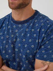 FatFace Indigo Blue Geo Print T-Shirt - Image 5 of 6