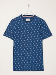 FatFace Indigo Blue Geo Print T-Shirt - Image 6 of 6