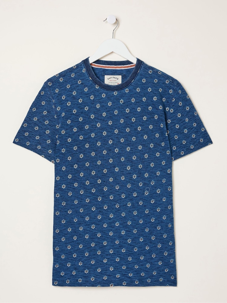 FatFace Indigo Blue Geo Print T-Shirt - Image 6 of 6