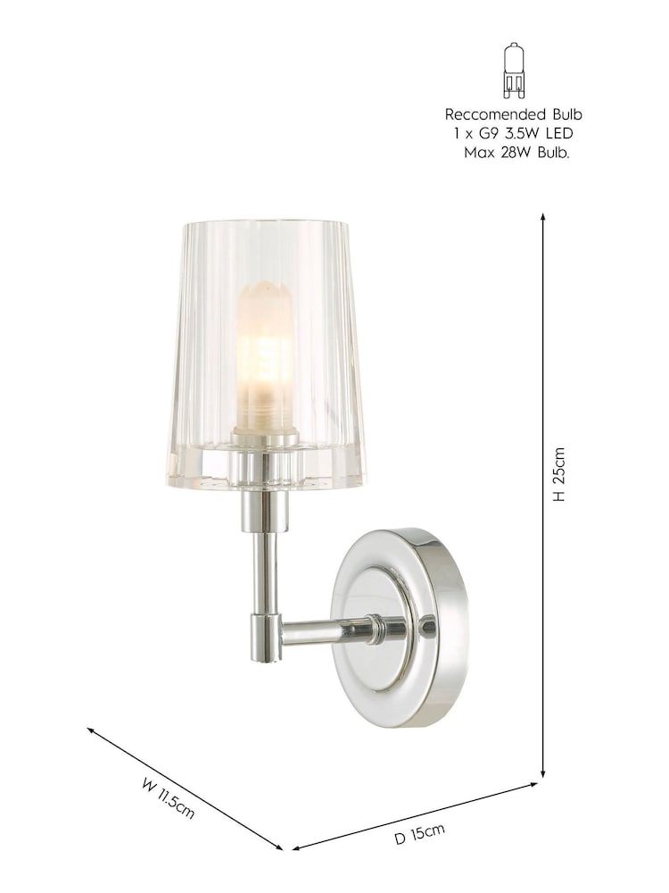 Laura Ashley Chrome Blake Bathroom Wall Light - Image 4 of 4