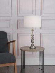 Dar Lighting Chrome Alicante Ball Table Lamp Satin Chrome With Shade - Image 1 of 7