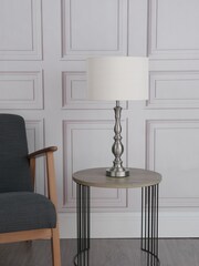 Dar Lighting Chrome Alicante Ball Table Lamp Satin Chrome With Shade - Image 2 of 7