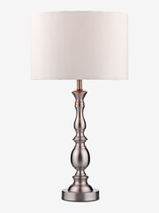 Dar Lighting Chrome Alicante Ball Table Lamp Satin Chrome With Shade - Image 3 of 7