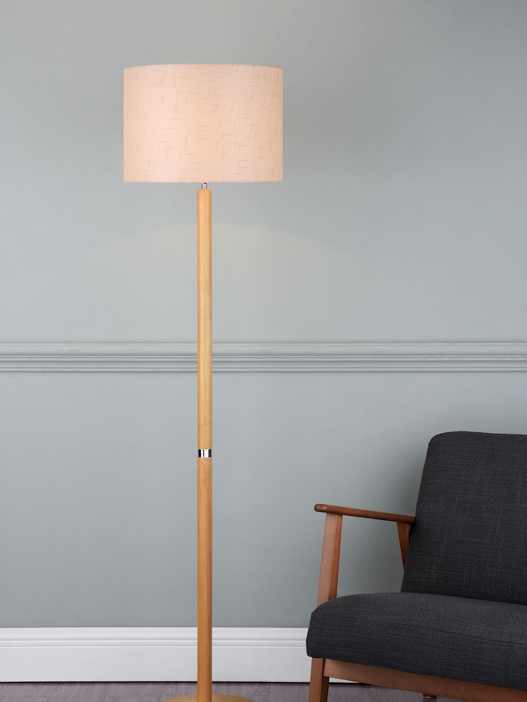 Dar Lighting Natural Dar Ava Wood Floor Lamp With Shade - Image 1 of 4