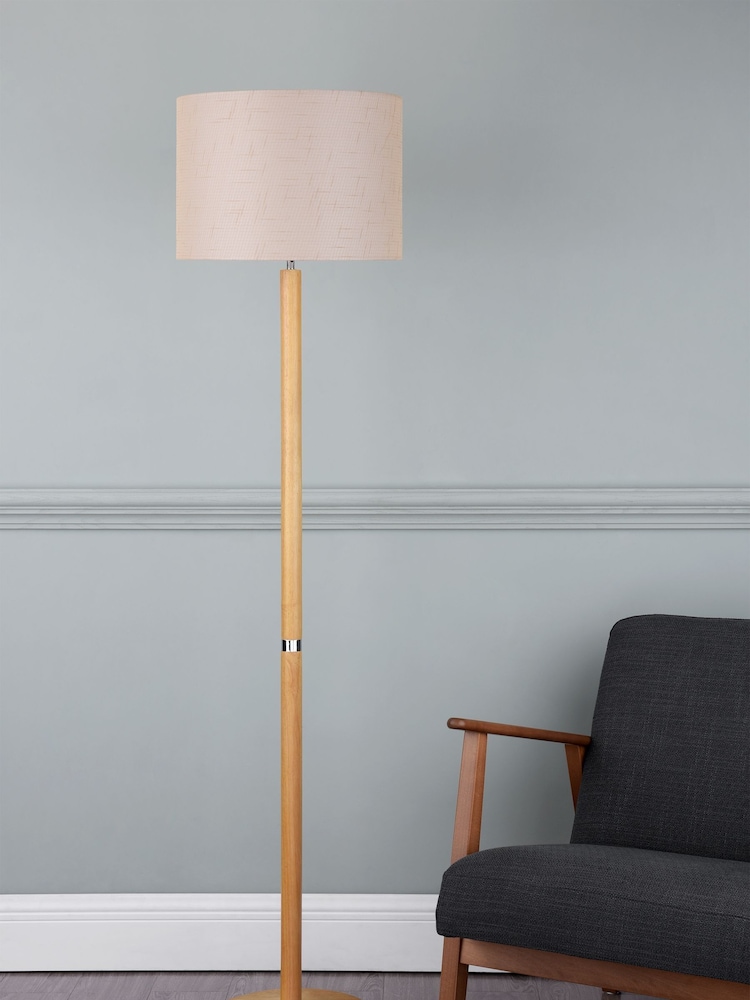 Dar Lighting Natural Dar Ava Wood Floor Lamp With Shade - Image 2 of 4