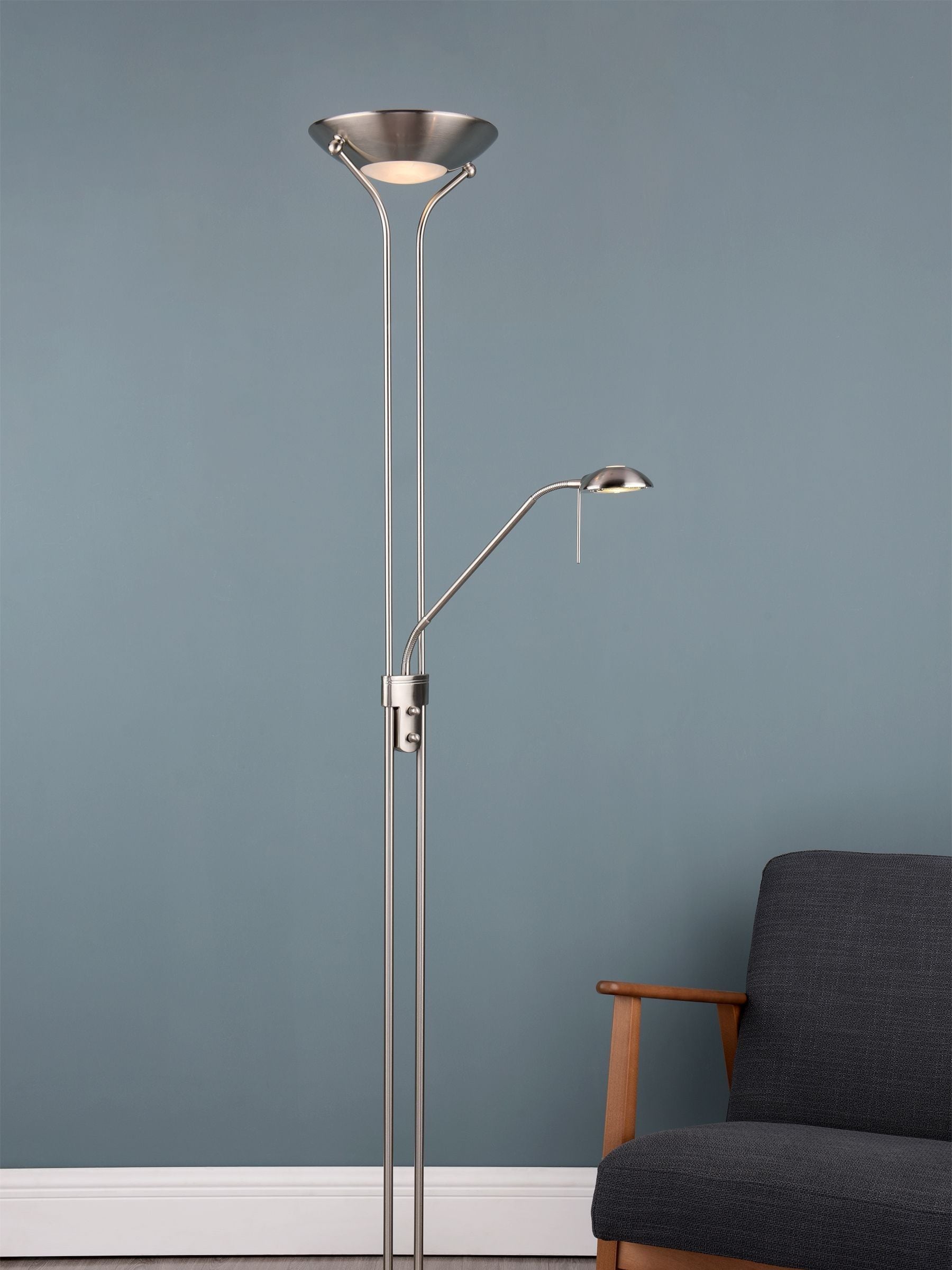 Dar Lighting Unisex Chrome Hannah Mother And Child Floor Lamp - Image 1