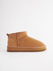 Tan Brown Shower Resistant Faux Fur Lined Suede Ankle Boots - Image 5 of 9