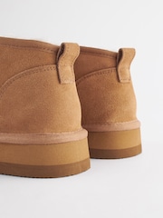 Tan Brown Shower Resistant Faux Fur Lined Suede Ankle Boots - Image 8 of 9