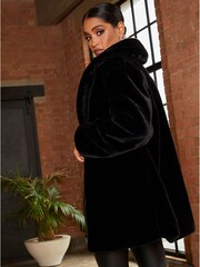 Chi Chi London Black Plush Faux Fur Coat - Image 2 of 4