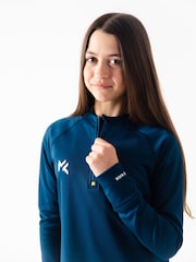 Miss Kick Girls Teal Blue Quarter Zip Training Top - Image 4 of 5