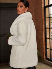 Chi Chi London Cream Plush Faux Fur Jacket - Image 2 of 4