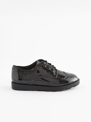 Black Patent Wide Fit (G) School Lace Brogues - Image 2 of 5