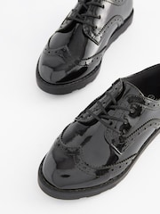Black Patent Wide Fit (G) School Lace Brogues - Image 3 of 5