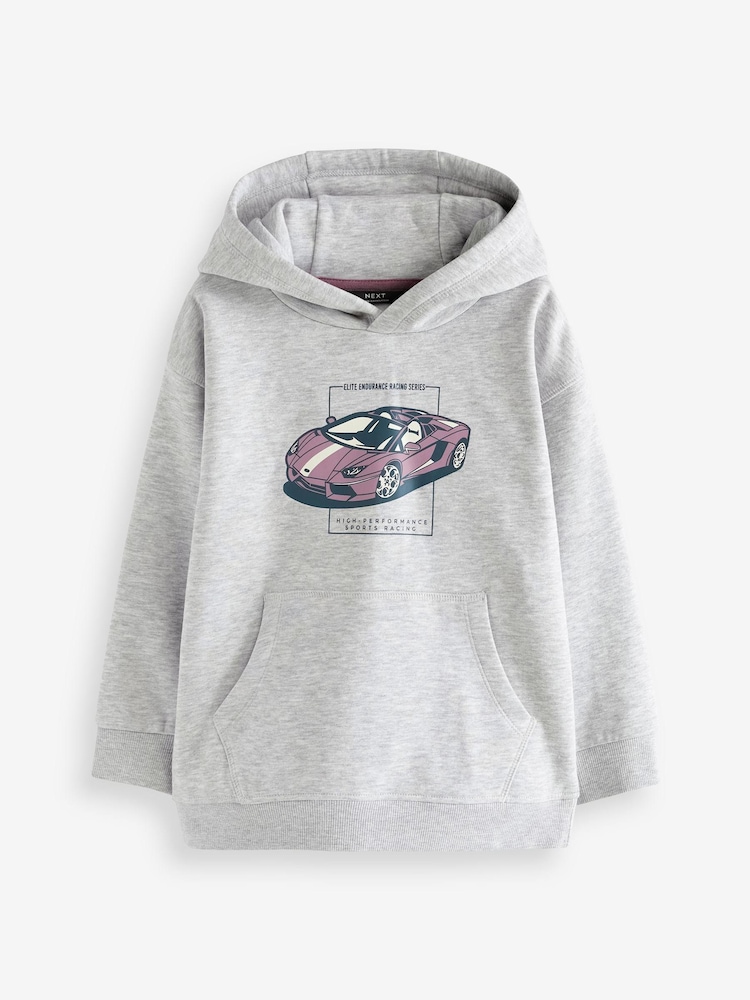Grey Car Graphic Hoodie (3-16yrs) - Image 1 of 3
