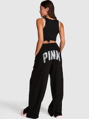 Victoria's Secret Pink Black Sequin Wide Leg Fleece Joggers - Image 2 of 2