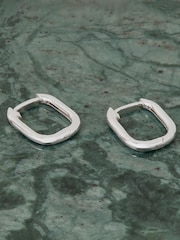 Accessorize Sterling Silver Rectangular Hoops - Image 3 of 5