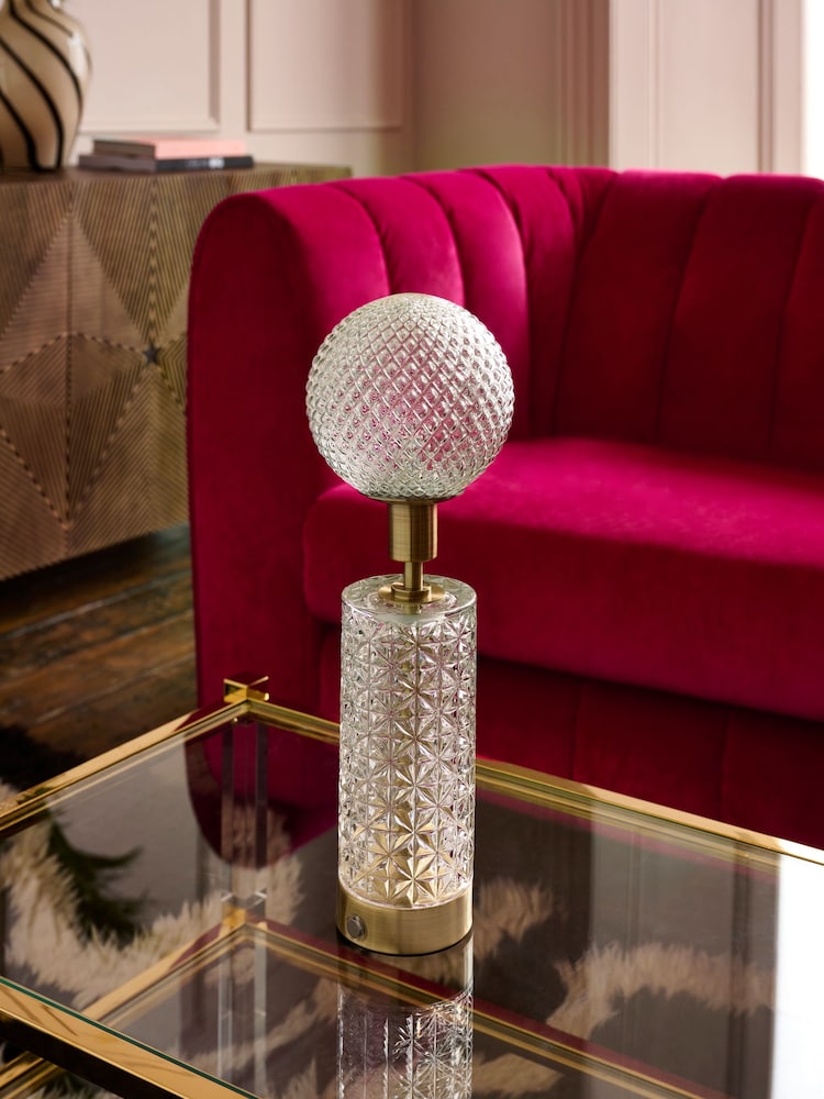 Rockett St George Clear Cut Glass Decanter Rechargeable Table Lamp - Image 9 of 9