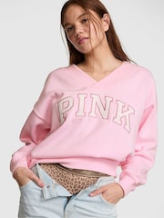 Victoria's Secret Pink Coconut Pink V-Neck Sweatshirt - Image 1 of 2