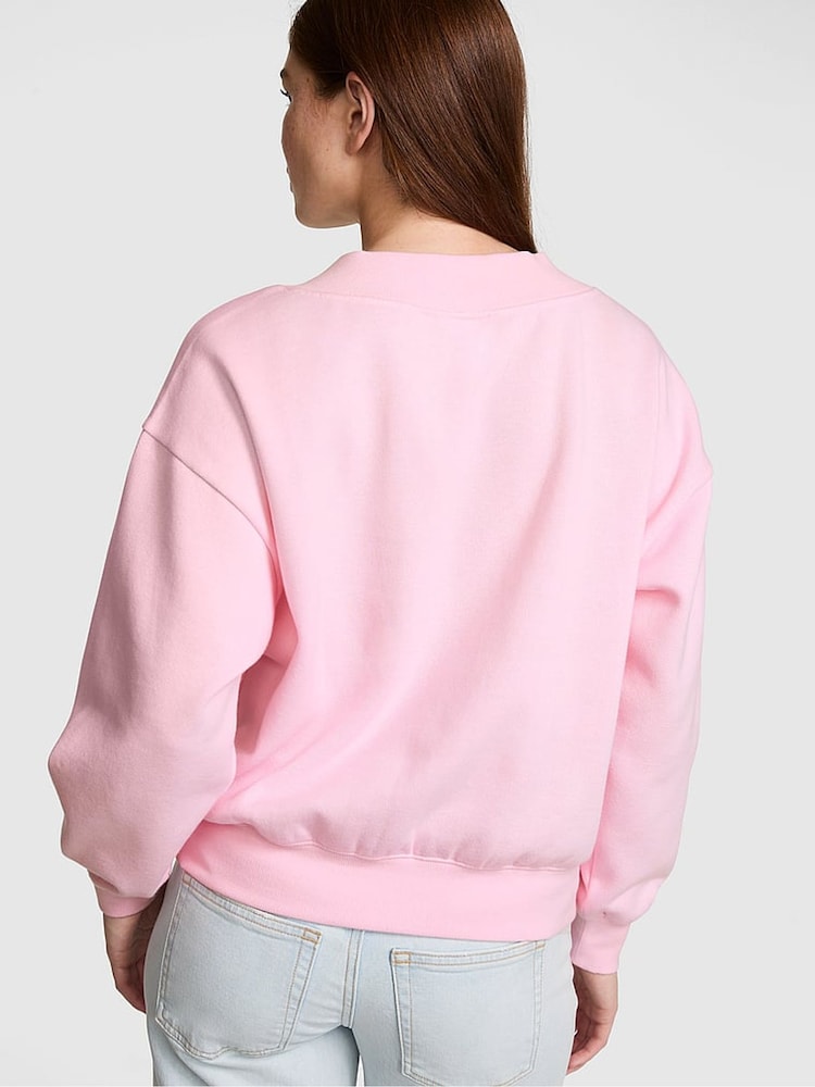 Victoria's Secret Pink Coconut Pink V-Neck Sweatshirt - Image 2 of 2